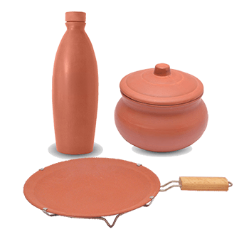 Combo Offer – Simple Tawa With Handle(9 Inch),Curd Pot(500 Ml), Water Bottle(1 Liter) - Combo Offers